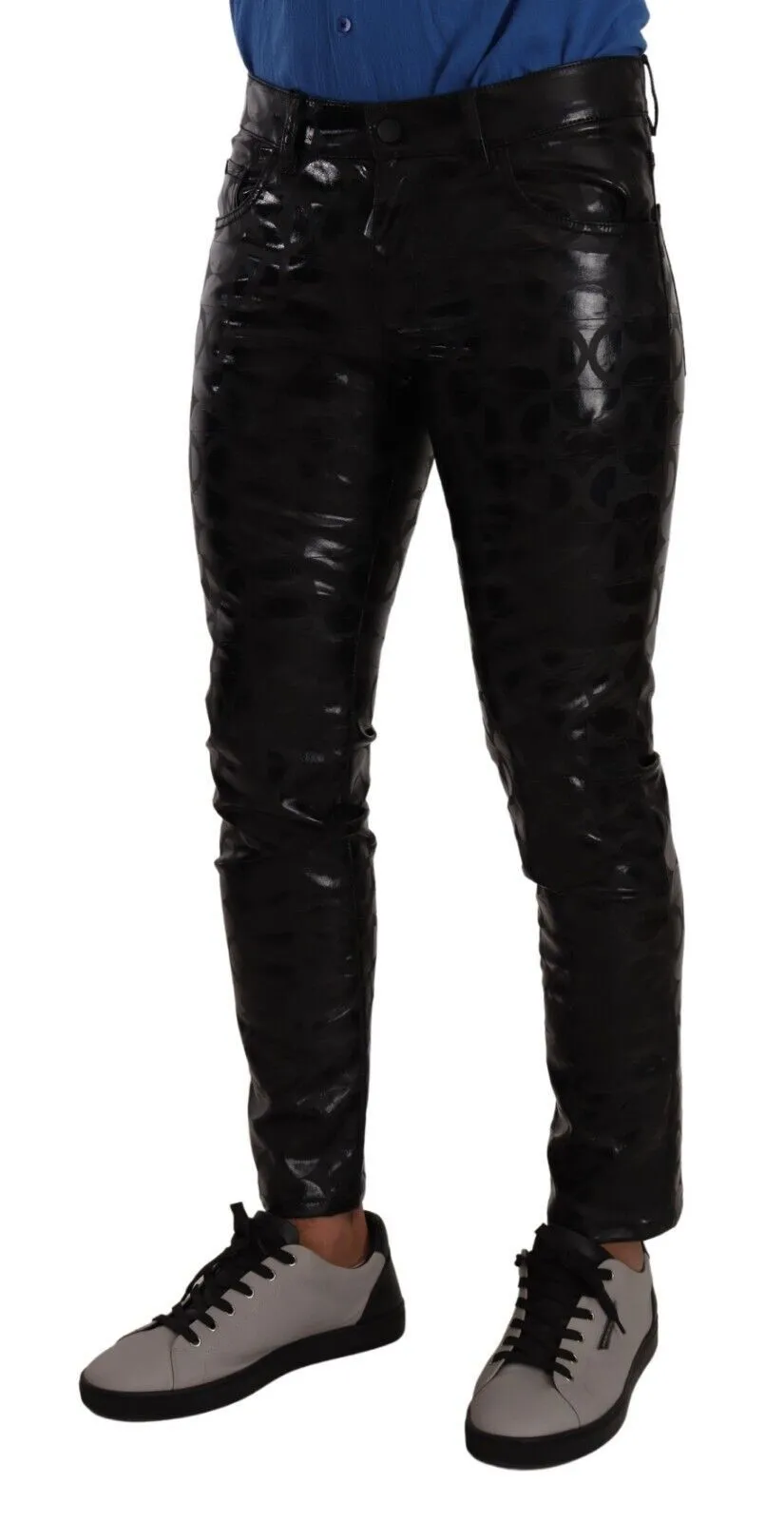 Elegant Black Logo Skinny Pants sold by Louxly product image thumbnail 4