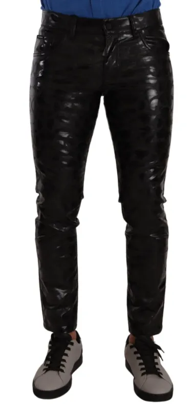 Elegant Black Logo Skinny Pants sold by Louxly