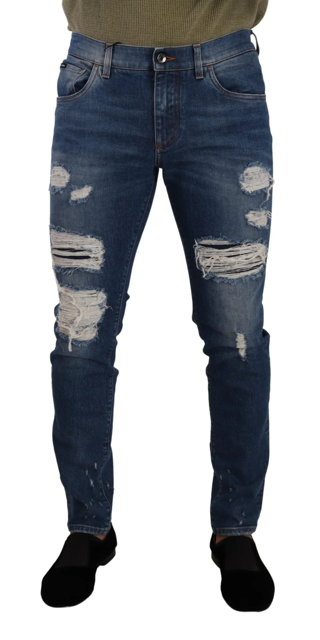 Elegant Distressed Slim Fit Denim Jeans sold by Louxly