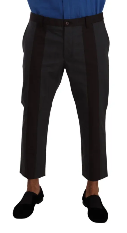 Elegant Cropped Pants in Gray and Bordeaux Hues sold by Louxly