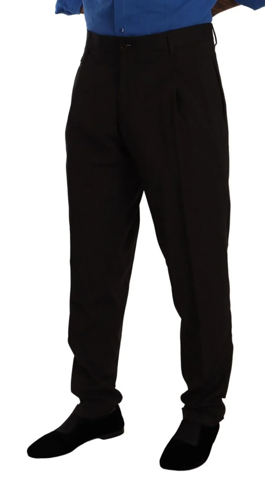 Elegant Brown Striped Wool Dress Pants sold by Louxly product image thumbnail 3