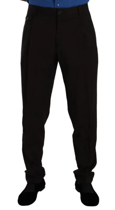 Elegant Brown Striped Wool Dress Pants sold by Louxly
