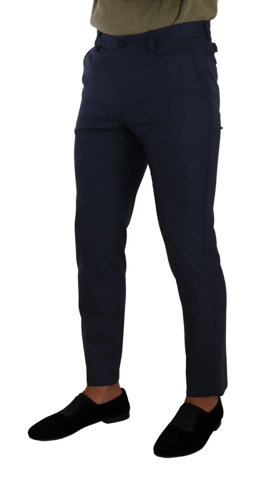 Elegant Dark Blue Slim-Fit Dress Pants sold by Louxly product image thumbnail 2