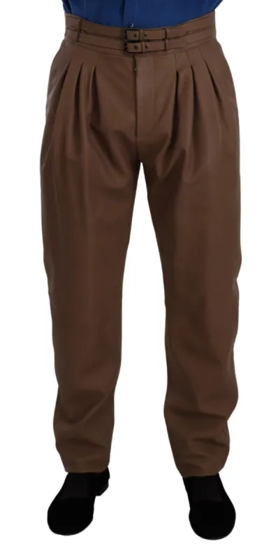 Elegant Tapered High Waist Leather Pants sold by Louxly