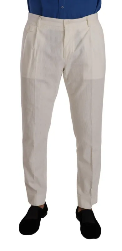 Elegant Tapered Corduroy Pants in Off White sold by Louxly