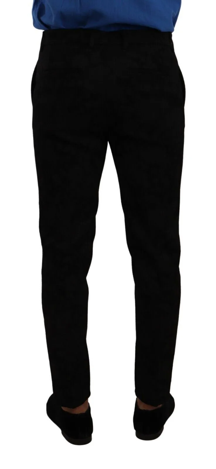 Elegant Slim Fit Dress Pants in Black Brocade sold by Louxly product image thumbnail 3