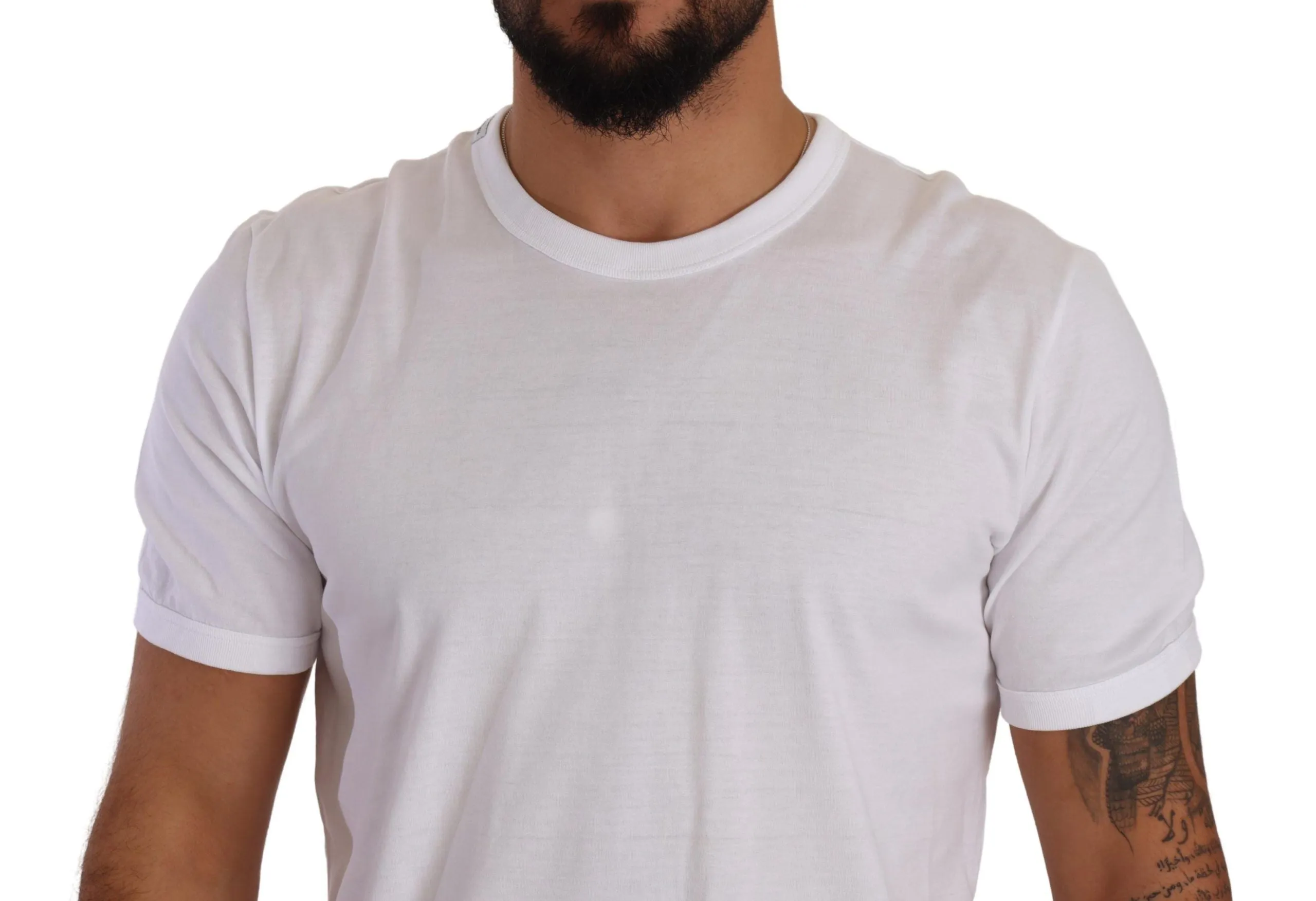 Elegant White Cotton Crewneck Tee sold by Louxly product image thumbnail 4