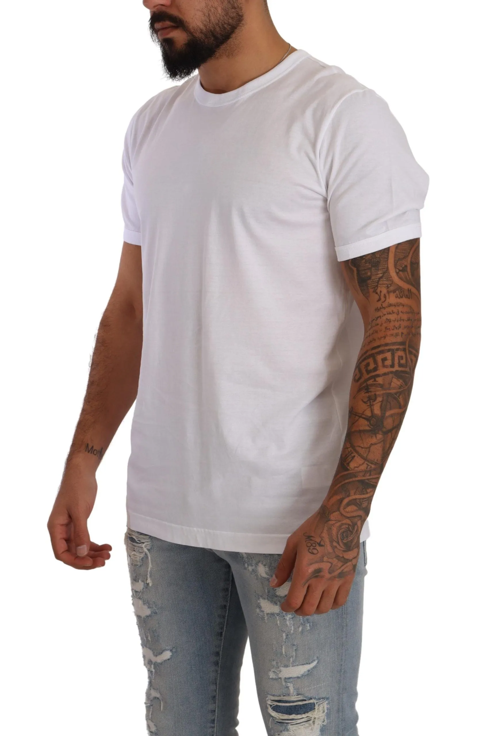 Elegant White Cotton Crewneck Tee sold by Louxly product image thumbnail 2