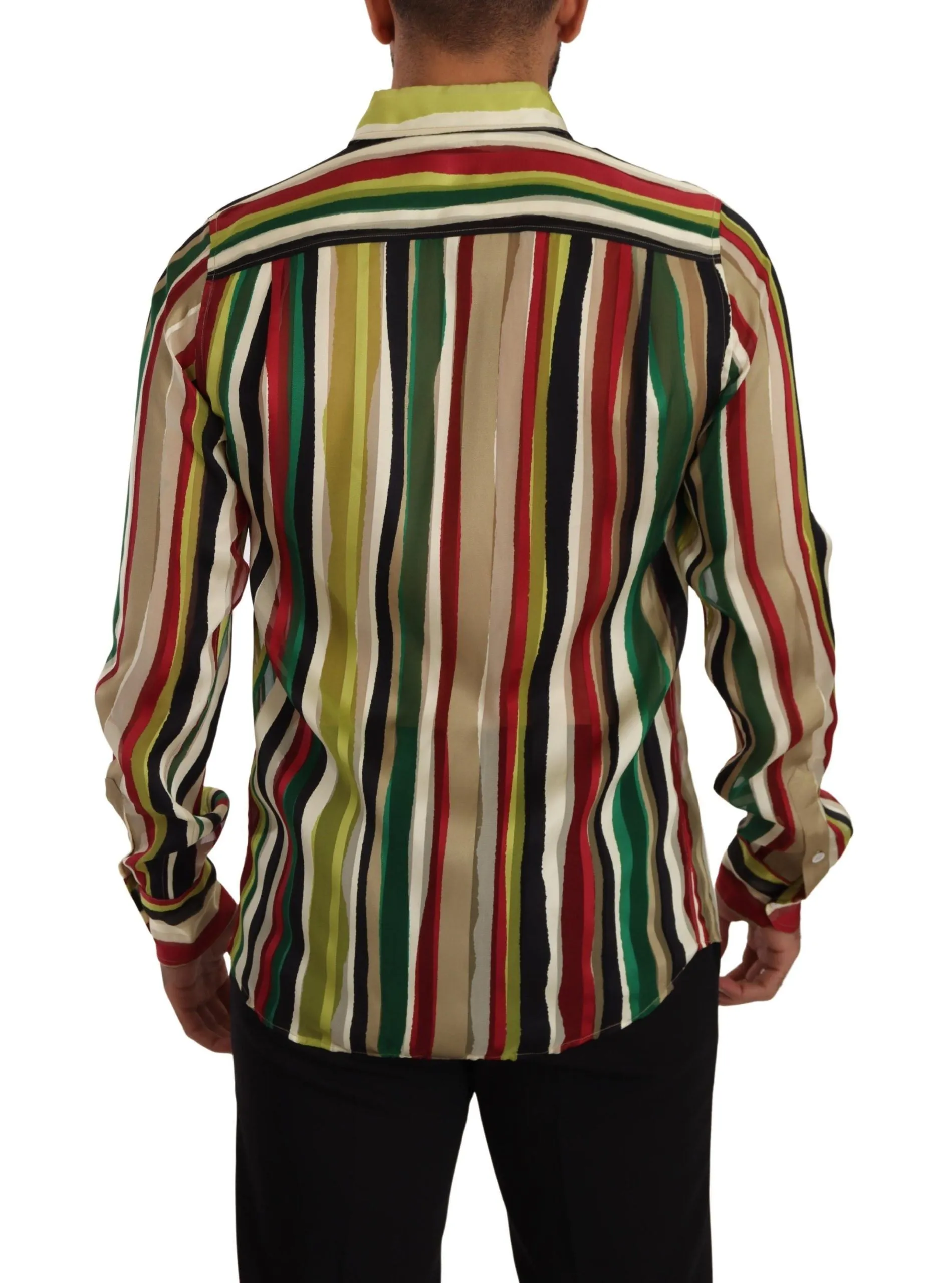 Elegant Multicolor Striped Silk Blend Shirt sold by Louxly product image thumbnail 3