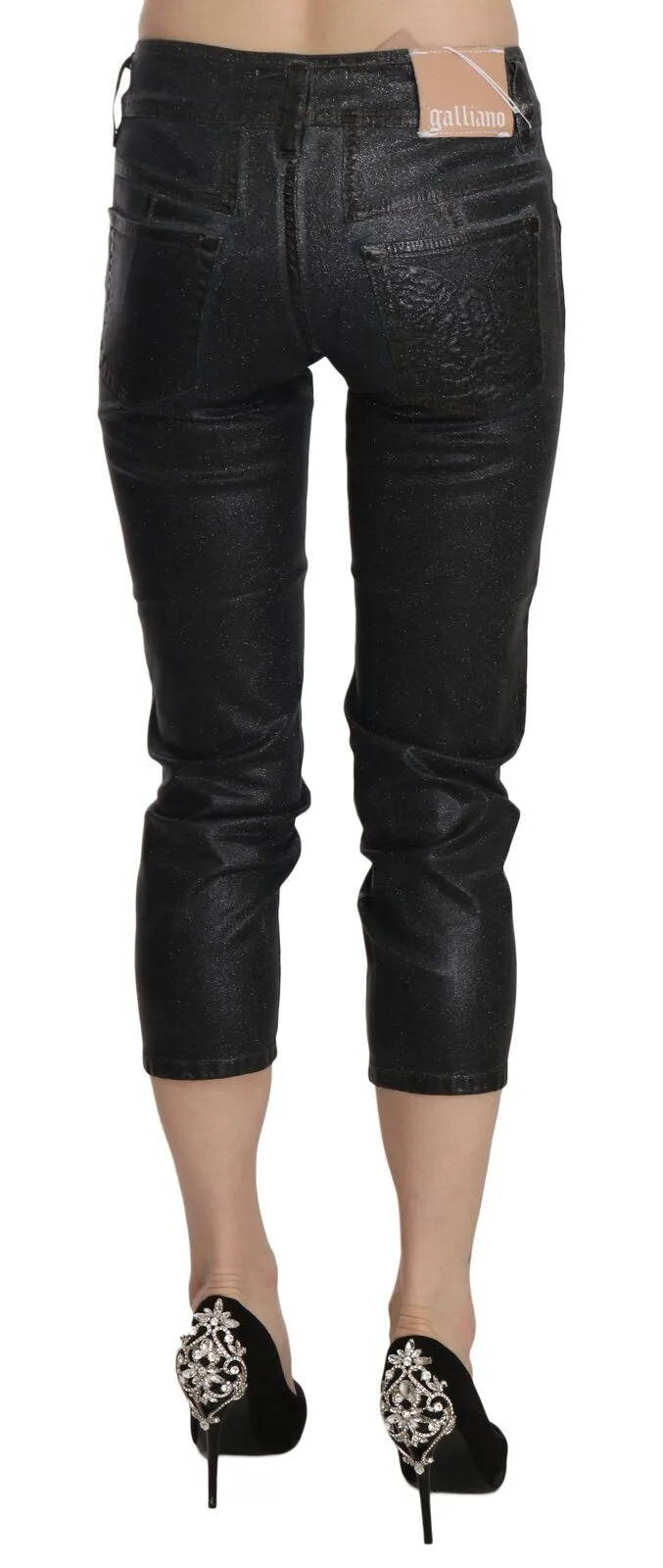 Chic Black Mid Waist Cropped Jeans sold by Louxly product image thumbnail 4