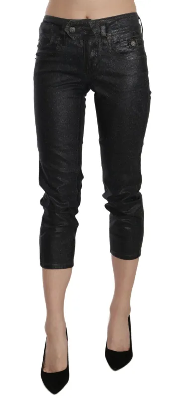 Chic Black Mid Waist Cropped Jeans sold by Louxly