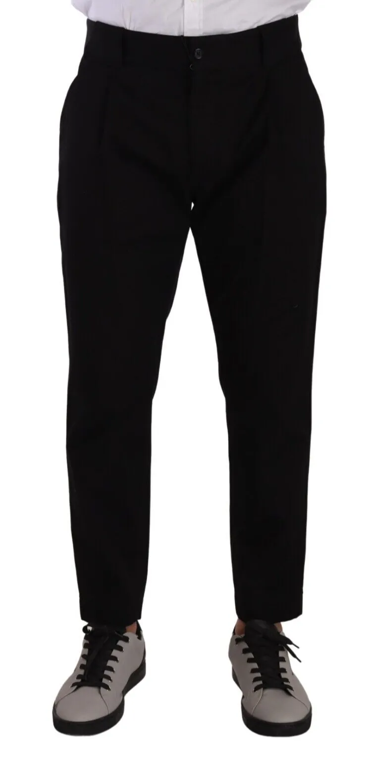 Elegant Tapered Black Cotton Chinos sold by Louxly