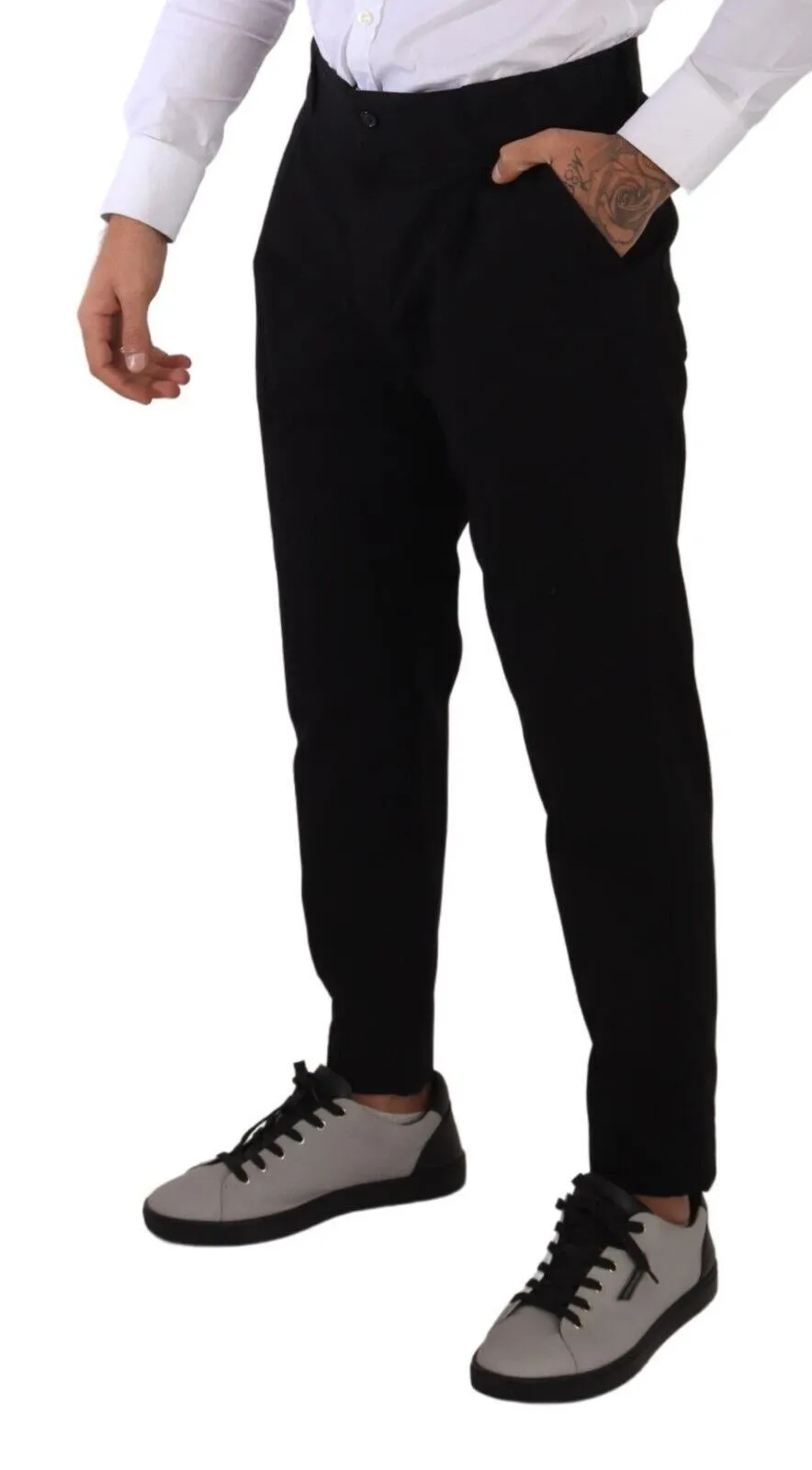Elegant Tapered Black Cotton Chinos sold by Louxly product image thumbnail 3