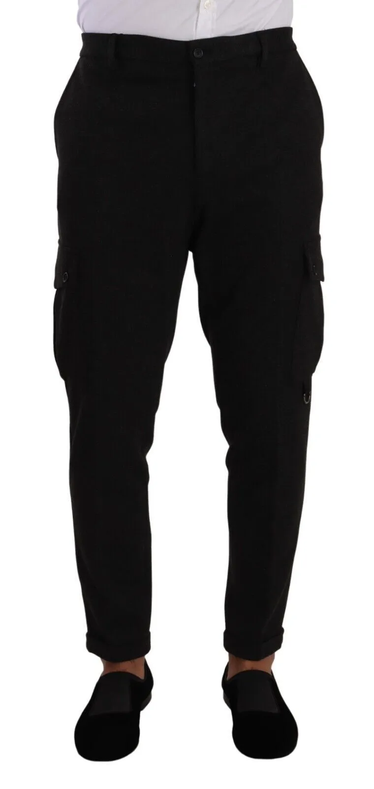 Sleek Skinny Cargo Pants in Timeless Black sold by Louxly