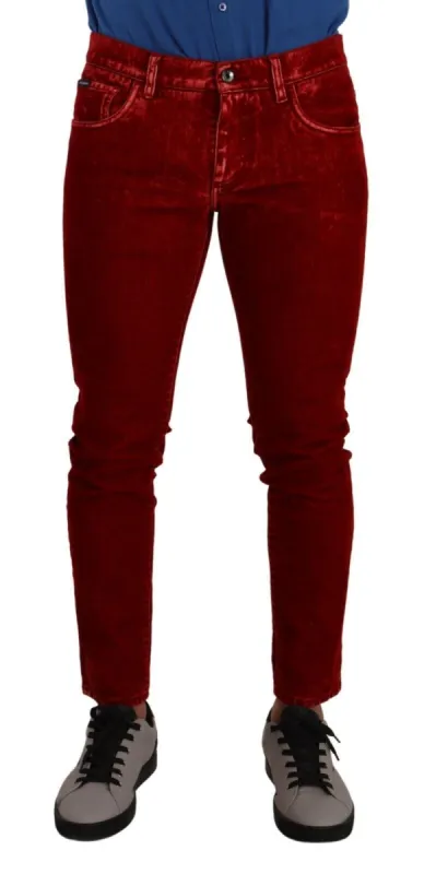 Ravishing Red Slim Fit Designer Jeans sold by Louxly