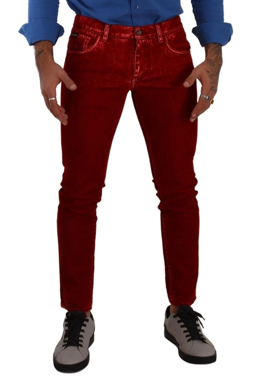 Ravishing Red Slim Fit Designer Jeans sold by Louxly product image thumbnail 3