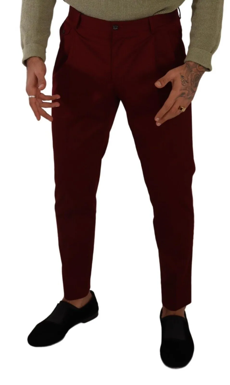 Elegant Dark Red Dress Chinos for Men sold by Louxly product image thumbnail 4