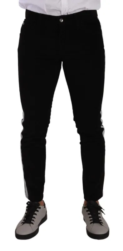 Elegant Slim-Fit Cotton Black Jeans sold by Louxly
