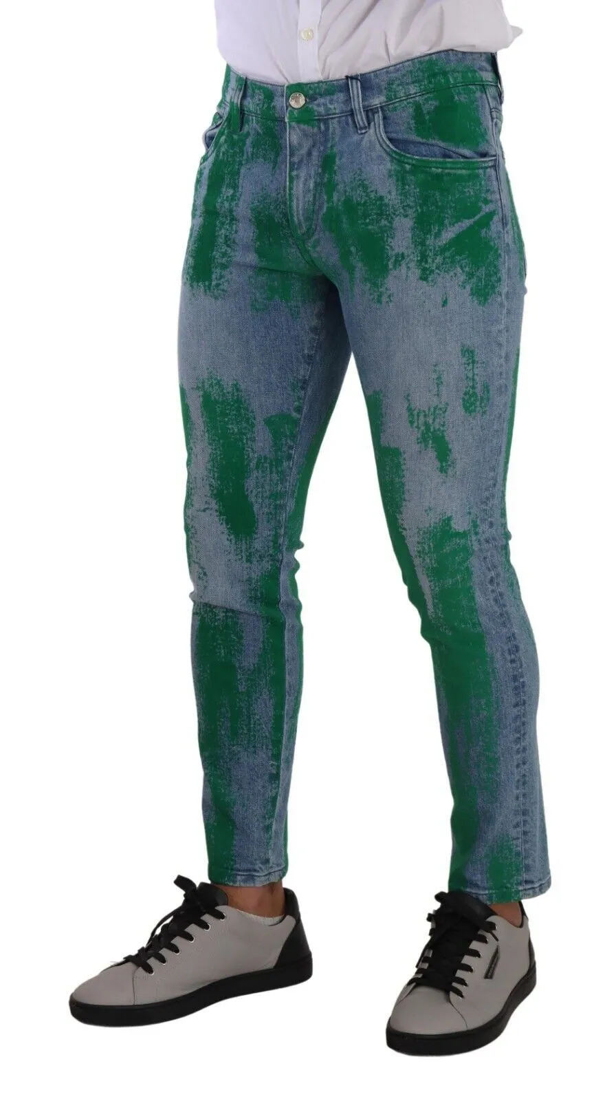 Chic Skinny Denim Jeans in Blue Green Wash sold by Louxly product image thumbnail 2