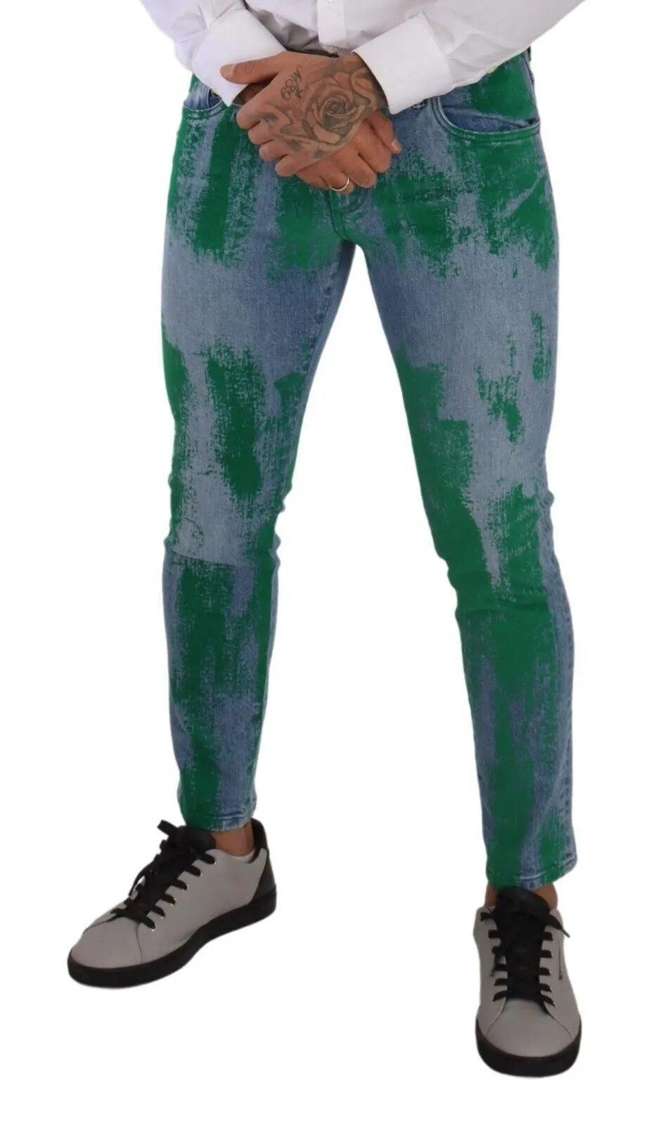 Chic Skinny Denim Jeans in Blue Green Wash sold by Louxly product image thumbnail 4