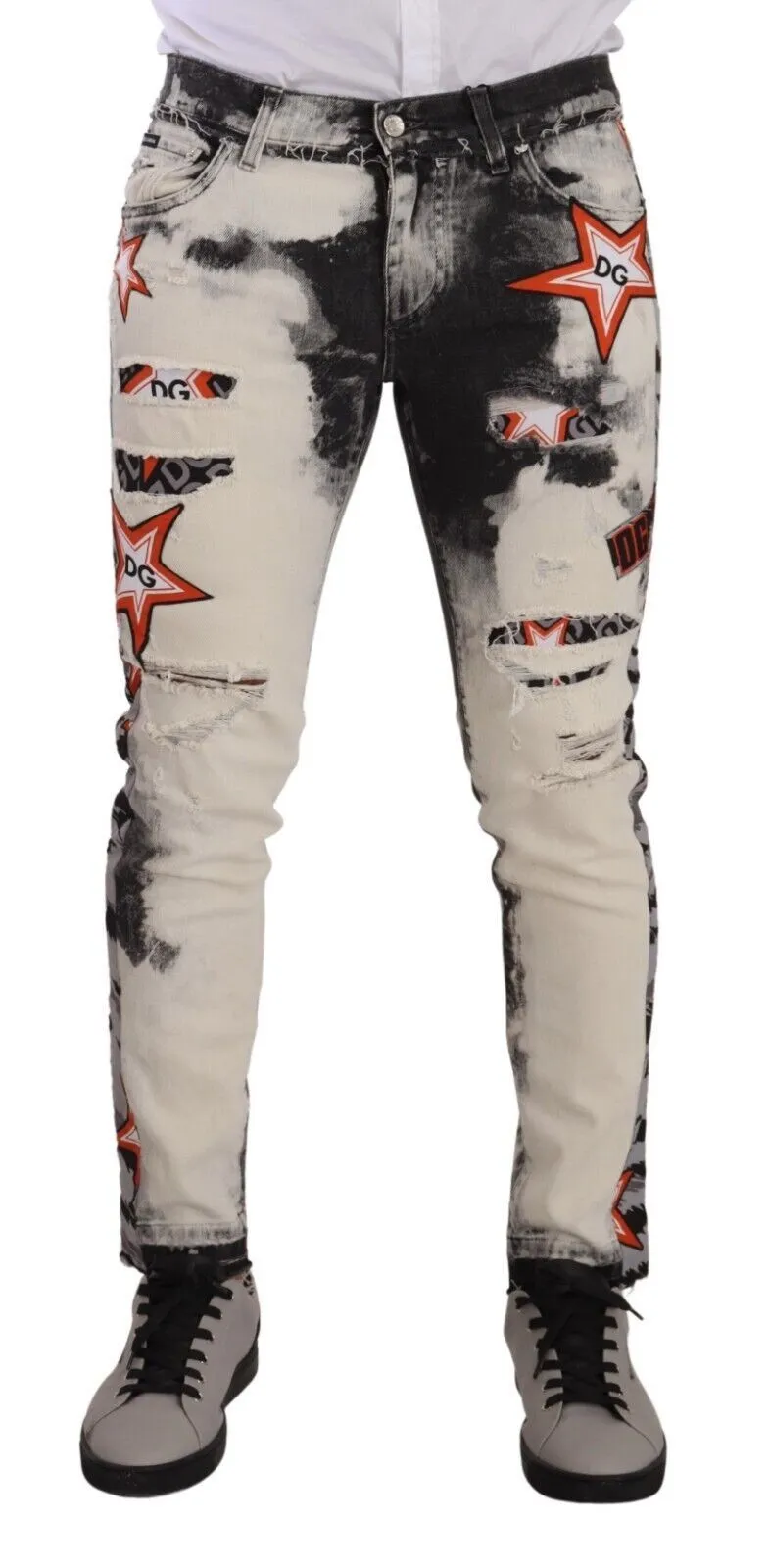 Chic Slim Fit Star Motif Denim Jeans sold by Louxly