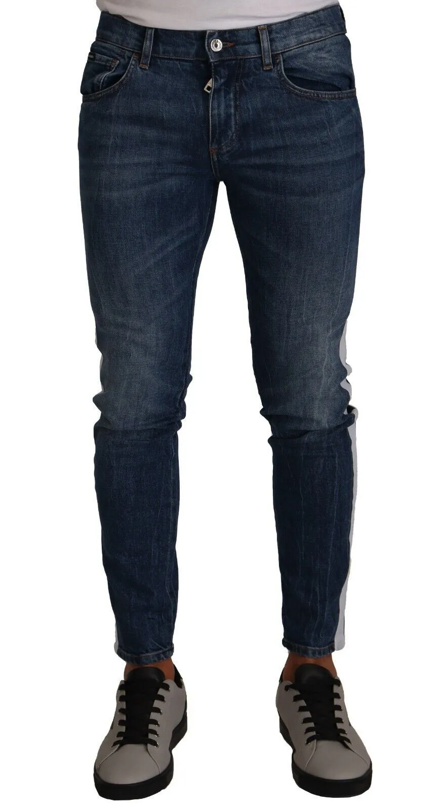 Slim Fit Blue Washed Denim Jeans sold by Louxly