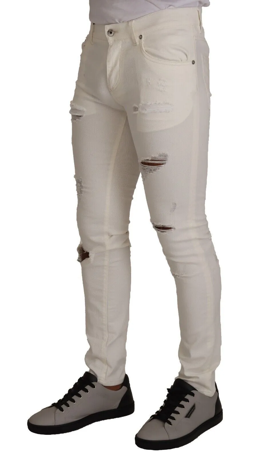 Elegant White Skinny Denim Jeans sold by Louxly product image thumbnail 2