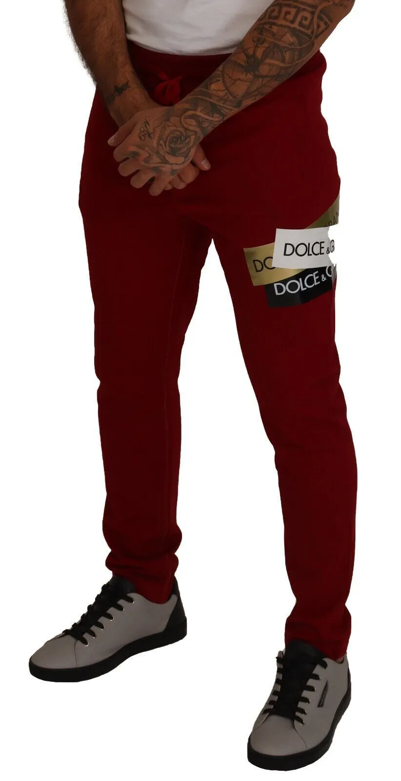 Elegant Red Jogging Pants with Drawstring Closure sold by Louxly product image thumbnail 3