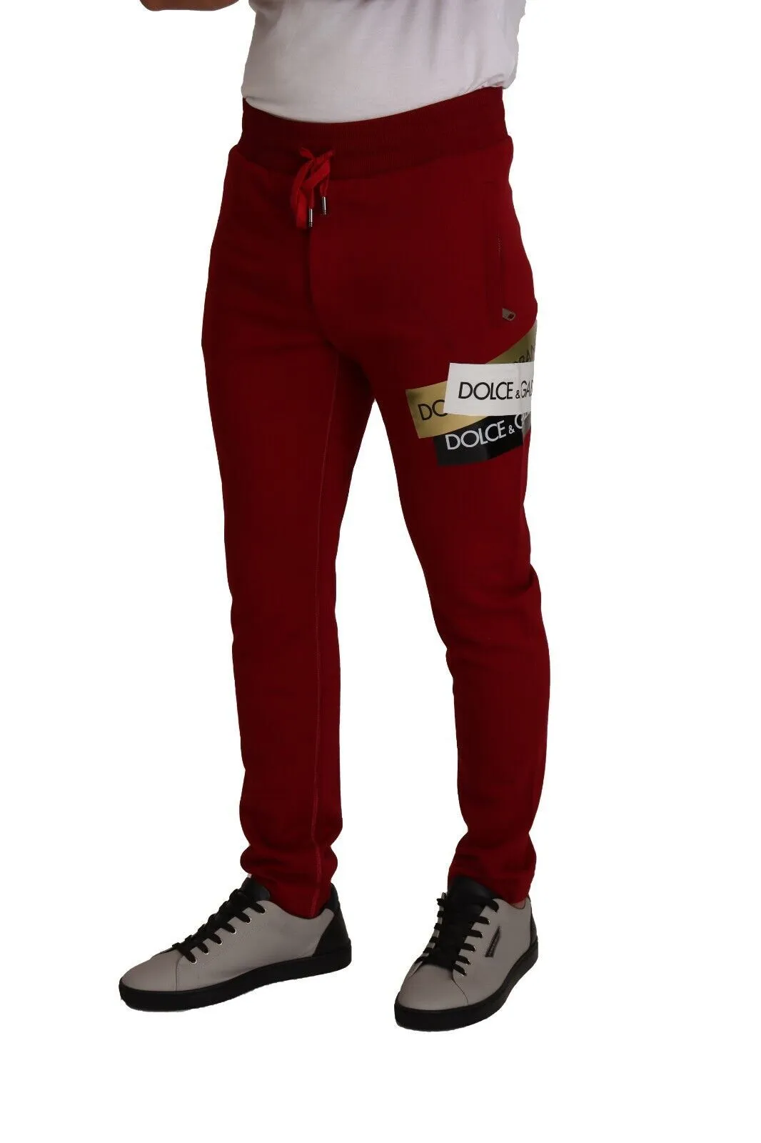 Elegant Red Jogging Pants with Drawstring Closure sold by Louxly product image thumbnail 4