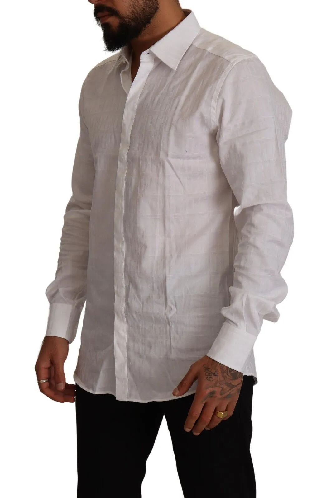 Elegant White Cotton Dress Shirt - Slim Fit sold by Louxly product image thumbnail 5