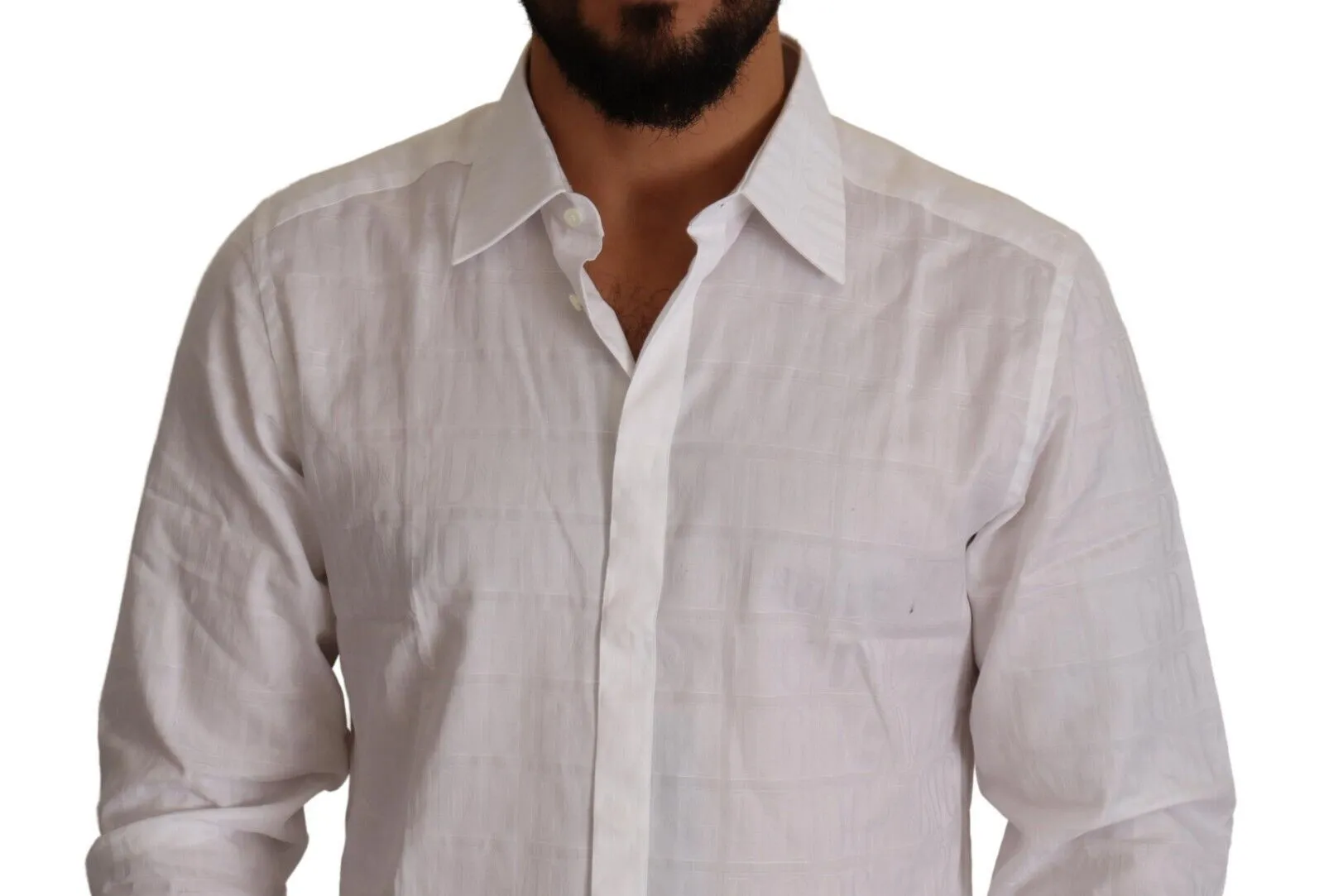 Elegant White Cotton Dress Shirt - Slim Fit sold by Louxly product image thumbnail 3