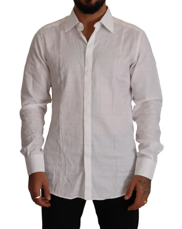 Elegant White Cotton Dress Shirt - Slim Fit sold by Louxly