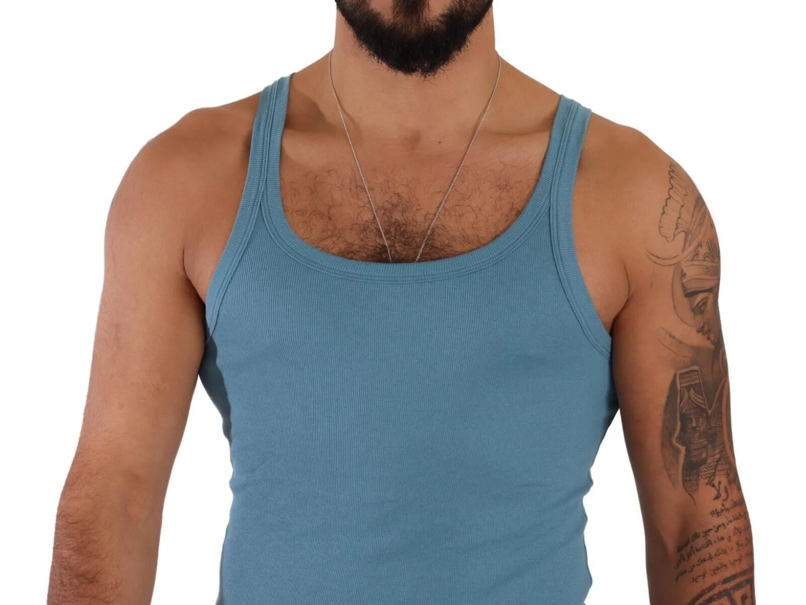 Elegant Blue Round Neck Tank Top sold by Louxly product image thumbnail 4
