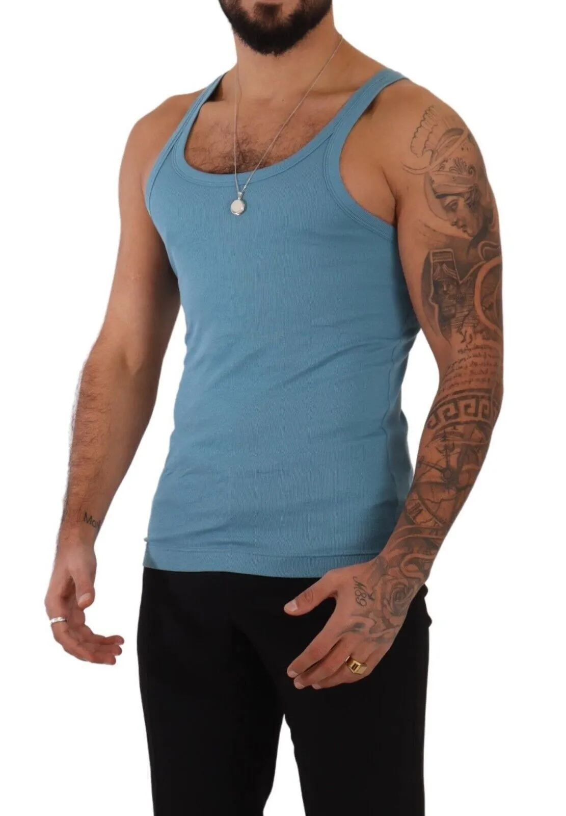 Elegant Blue Round Neck Tank Top sold by Louxly product image thumbnail 5