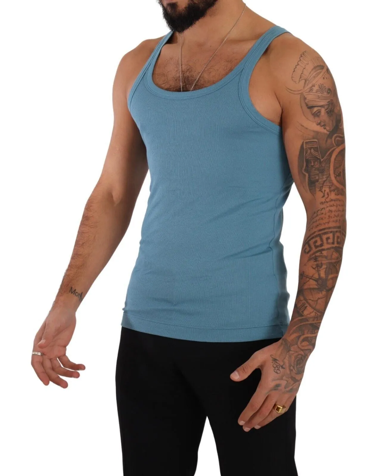 Elegant Blue Round Neck Tank Top sold by Louxly product image thumbnail 2