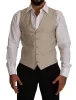Beige Cotton Silk Formal Dress Vest sold by Louxly