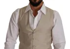 Beige Cotton Silk Formal Dress Vest sold by Louxly