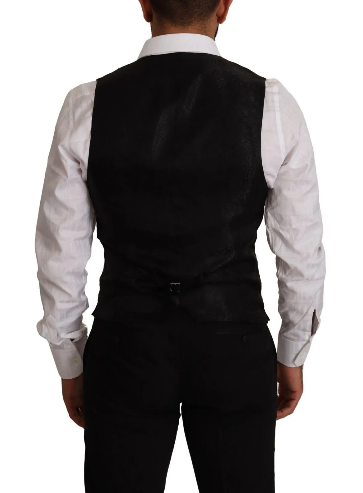 Elegant Black Virgin Wool Dress Vest sold by Louxly product image thumbnail 3