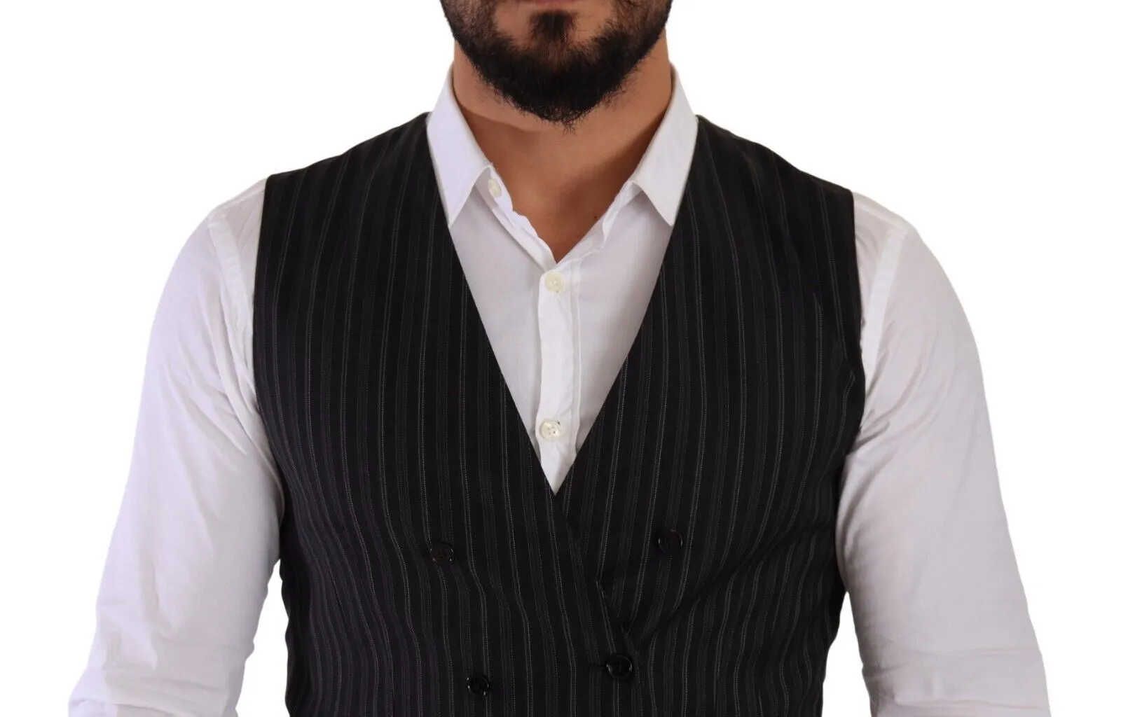 Elegant Striped Double-Breasted Dress Vest sold by Louxly product image thumbnail 4