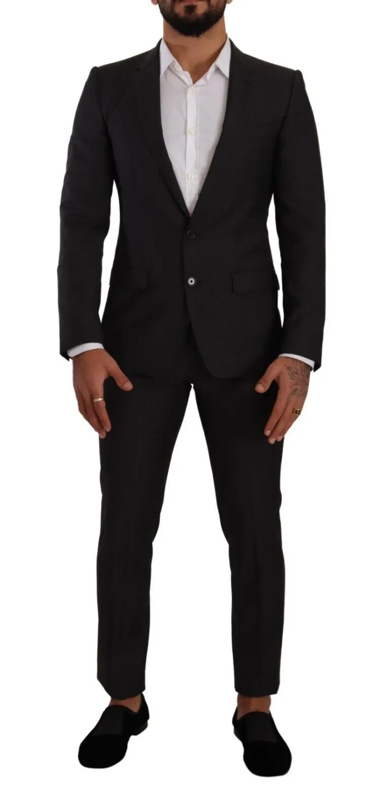 Elegant Black Wool Martini Suit sold by Louxly
