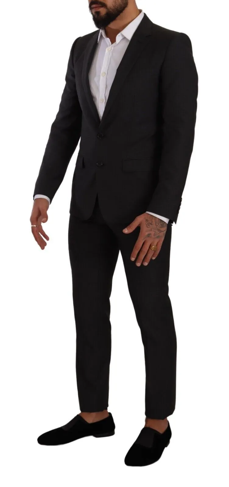 Elegant Black Wool Martini Suit sold by Louxly product image thumbnail 2