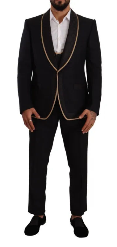 Elegant Black Silk Blend 3-Piece Suit sold by Louxly