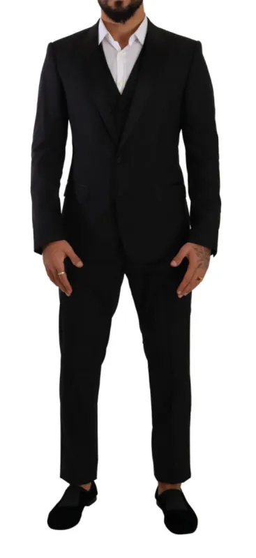 Elegant Black Three-Piece Martini Fit Suit sold by Louxly