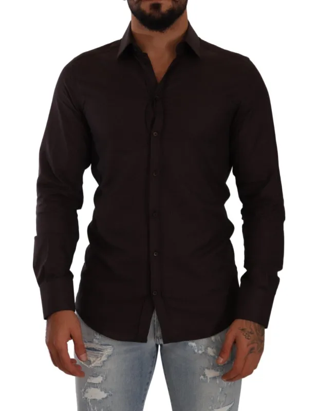 Elegant Burgundy Slim Fit Dress Shirt sold by Louxly