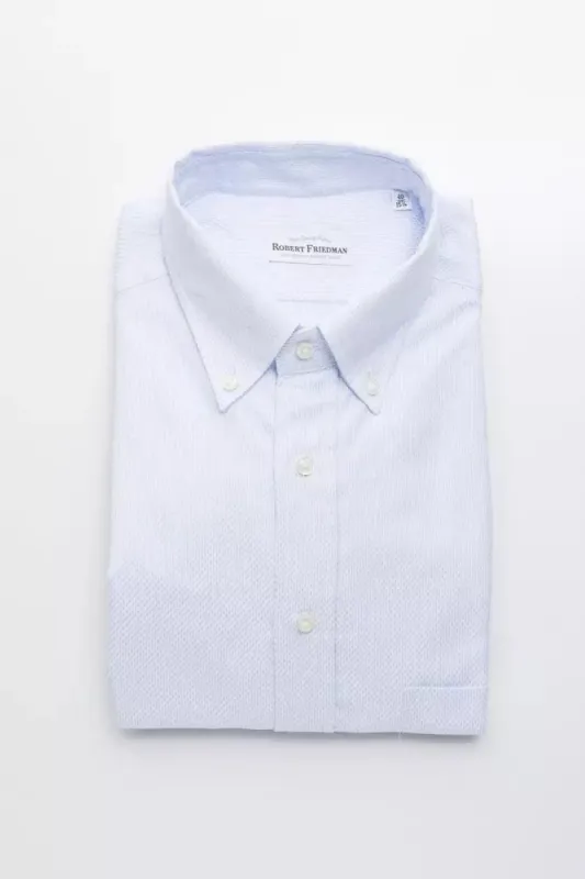 Light Blue Cotton Men Shirt sold by Louxly