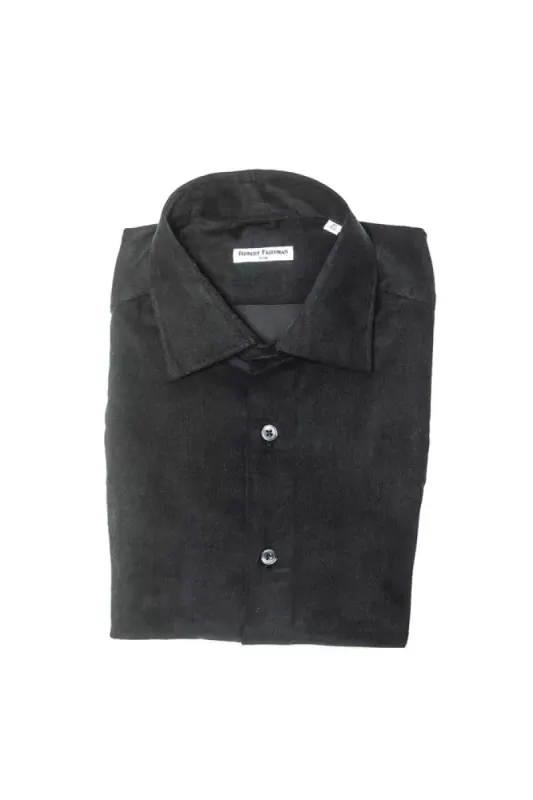 Black Cotton Men Shirt sold by Louxly