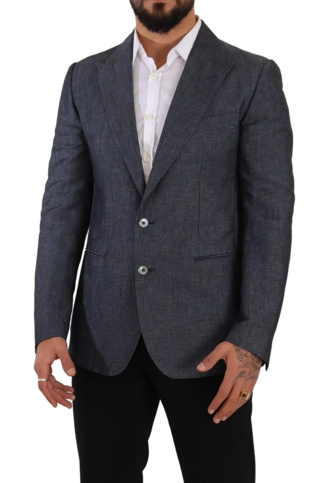 Elegant Slim Fit Two-Button Blue Blazer sold by Louxly product image thumbnail 5