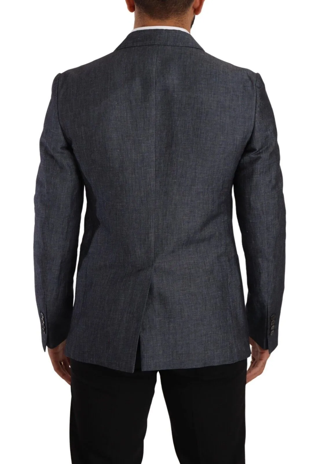 Elegant Slim Fit Two-Button Blue Blazer sold by Louxly product image thumbnail 3