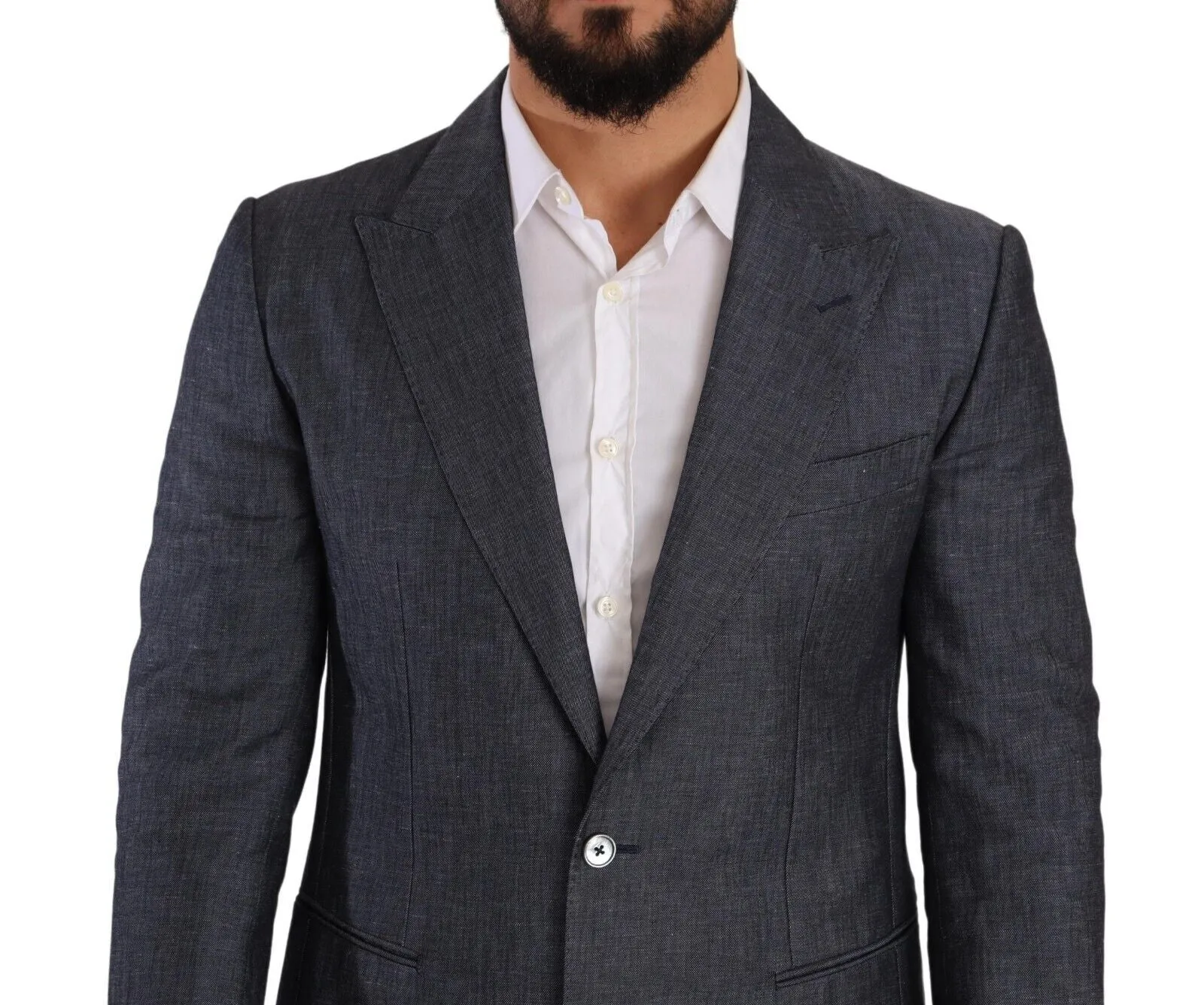 Elegant Slim Fit Two-Button Blue Blazer sold by Louxly product image thumbnail 4
