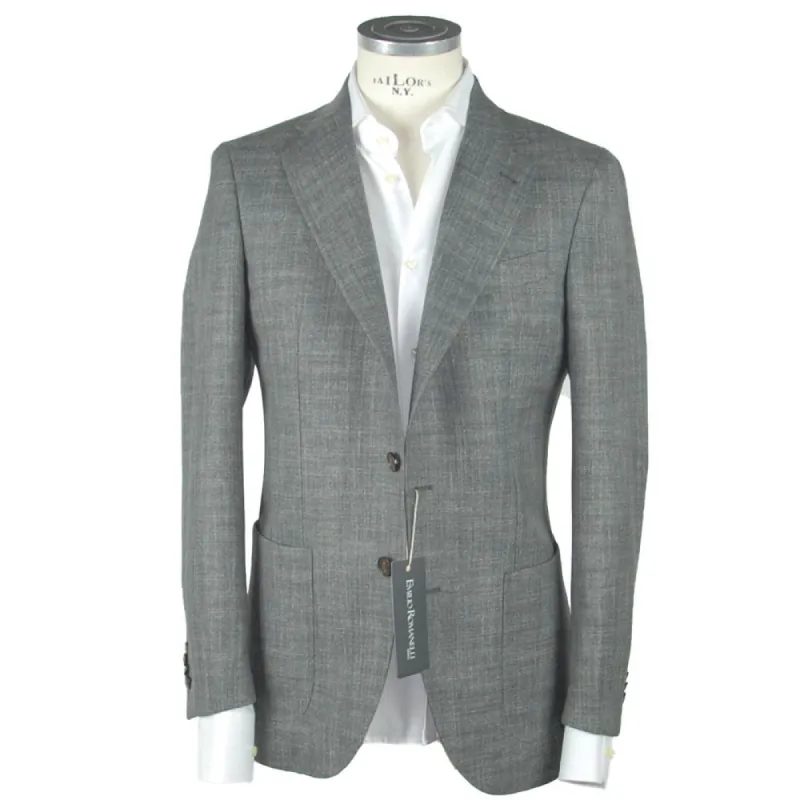 Gray Wool Men Blazer sold by Louxly